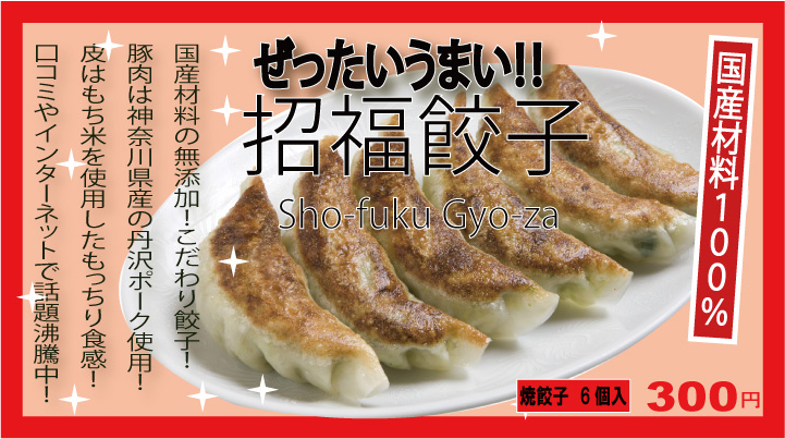 餃子（６個入り）３００円 餃子工房 招福